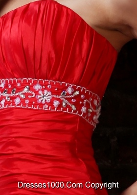 Hot Red Sweetheart Mermaid Prom Dress with Lace Decorate