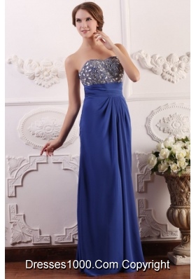 Strapless Empire Floor Length Beading Bodice Prom Dress