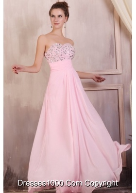 Sweet Baby Pink Sweetheart Empire Prom Dress with Rhinestones