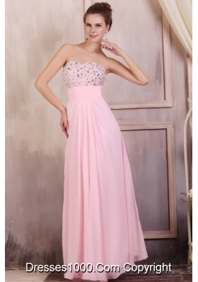 Sweet Baby Pink Sweetheart Empire Prom Dress with Rhinestones