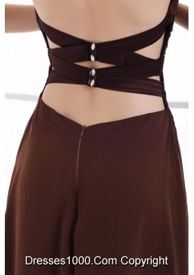 Chocolate Sweetheart Chiffon Prom Dress with Slit and Open Back