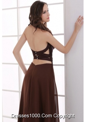 Chocolate Sweetheart Chiffon Prom Dress with Slit and Open Back