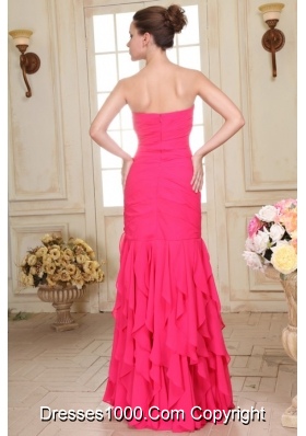 Sweetheart Floor-length Beaded Decorate Hot Pink Prom Pageant Dress