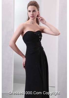 Exquisite Black Strapless High Low Prom Dress with Appliques