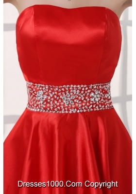 Sweetheart High-low Red Empire Prom Celebrity Dress with Beading