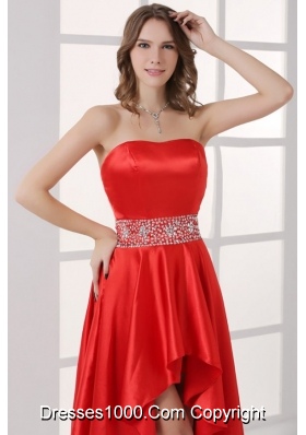 Sweetheart High-low Red Empire Prom Celebrity Dress with Beading