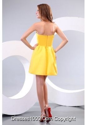 Yellow Sweetheart Prom Homecoming Dress with Hand Made Flowers