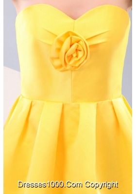 Yellow Sweetheart Prom Homecoming Dress with Hand Made Flowers