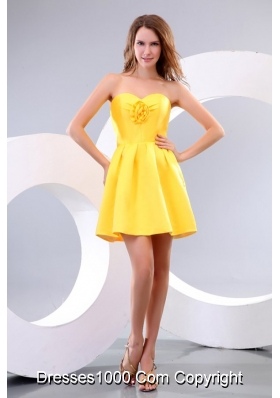 Yellow Sweetheart Prom Homecoming Dress with Hand Made Flowers