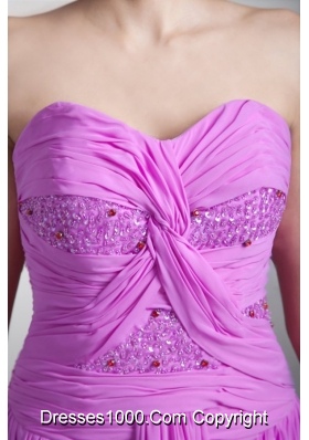 Bright Lilac Floor Length Sweetheart Prom Dress with Beading