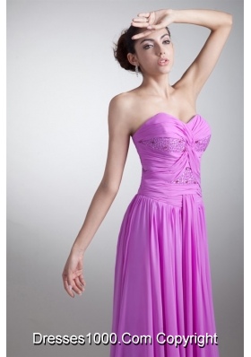 Bright Lilac Floor Length Sweetheart Prom Dress with Beading