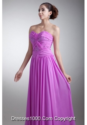 Bright Lilac Floor Length Sweetheart Prom Dress with Beading