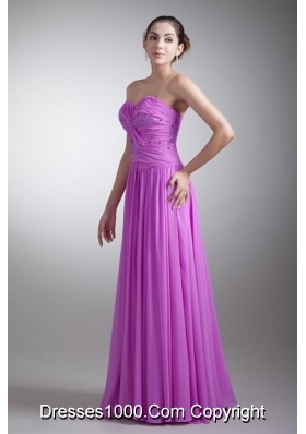 Bright Lilac Floor Length Sweetheart Prom Dress with Beading