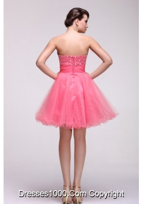 Pink Princess Party Prom Dress with Beading and Layered Skirt