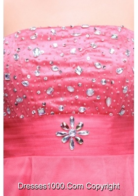 Pink Princess Party Prom Dress with Beading and Layered Skirt