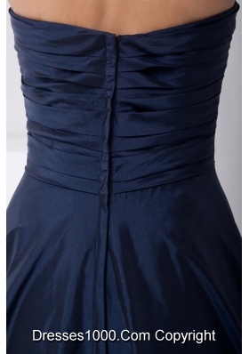 Navy Blue Sweetheart Prom Mother Dress with Ruches and Bowknot