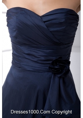 Navy Blue Sweetheart Prom Mother Dress with Ruches and Bowknot