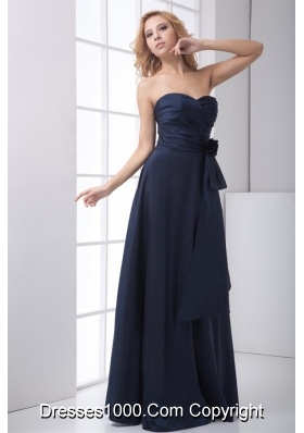 Navy Blue Sweetheart Prom Mother Dress with Ruches and Bowknot