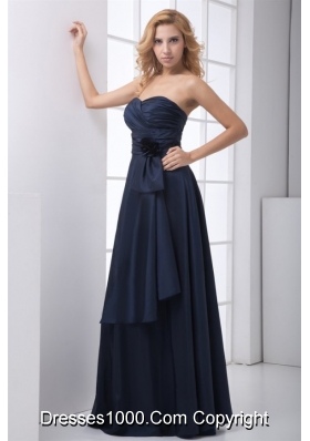 Navy Blue Sweetheart Prom Mother Dress with Ruches and Bowknot