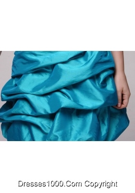 Pretty Blue Strapless Short Beading Taffeta Prom Dress