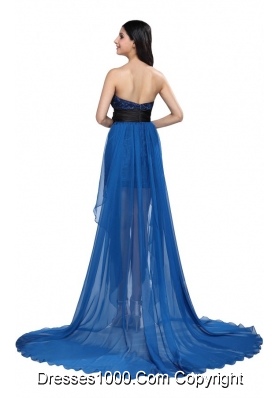 Noble Strapless High Low Prom Dress with Brush Train