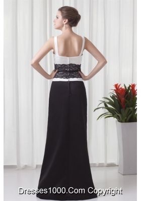 Formal White and Black Prom Mother Dress with Lace and Straps