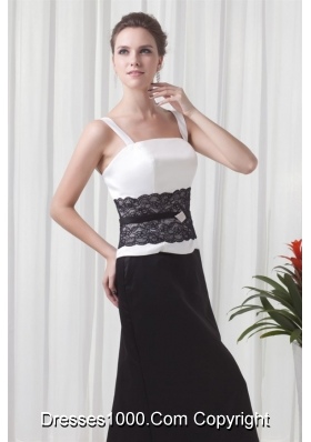 Formal White and Black Prom Mother Dress with Lace and Straps