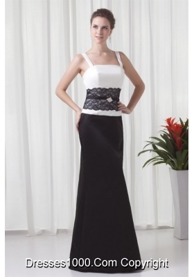 Formal White and Black Prom Mother Dress with Lace and Straps