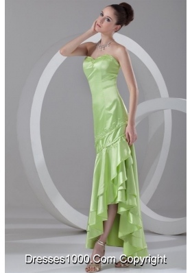 Spring Green Sweetheart Asymmetrical Prom Dance Dress