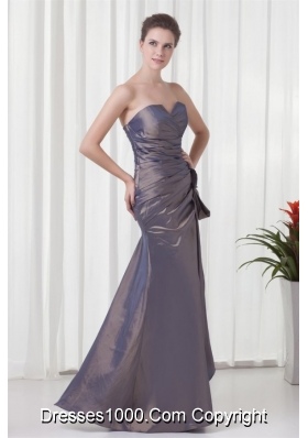 Formal Sweetheart Grey Prom Dress with Ruches and Flowers