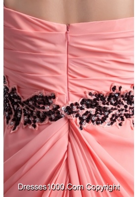 Modest One Shoulder Ruffled Prom Dress with Beading Waist