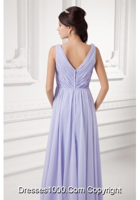 Elegant Lavender Beading Prom Dress with Ruches and Beading