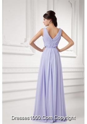 Elegant Lavender Beading Prom Dress with Ruches and Beading