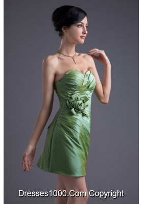 Lime Green Mini Length Sweetheart Prom Dress with Ruches