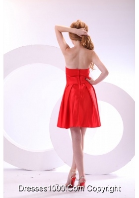 Simple Strapless Mini-length Red Prom Dress with Ruching