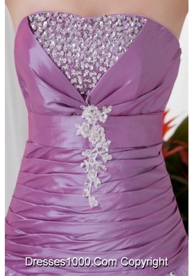 Romantic Lilac Strapless Tulle Prom Dress with Lace Up