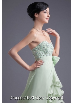 Light Green Sweetheart High-low Beading Chiffon Prom Dress