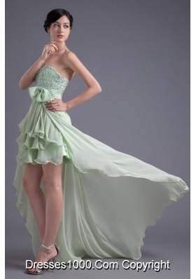 Light Green Sweetheart High-low Beading Chiffon Prom Dress