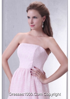 Simple Styles Strapless Baby Pink Mini-length Graduation Dress