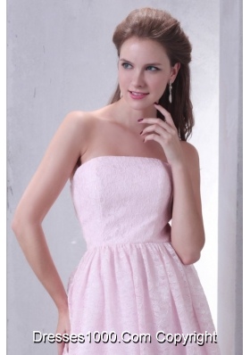 Simple Styles Strapless Baby Pink Mini-length Graduation Dress