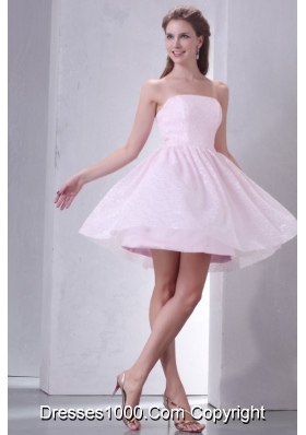 Simple Styles Strapless Baby Pink Mini-length Graduation Dress