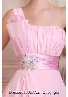 Sexy Baby Pink Strapless Mini-length Prom Dresses with Beading