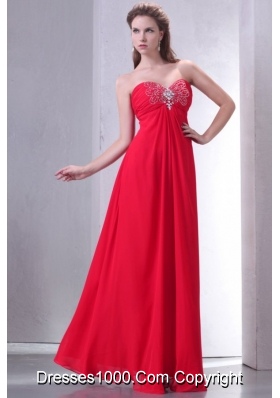 Red Sweetheart Empire Chiffon Prom Evening Dress For Party