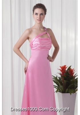 Pretty One Shoulder Brush Train Pink Prom Evening Dress