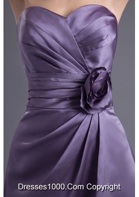 Graceful Purple Sweetheart Hand Made Flower Decorated Prom Dress