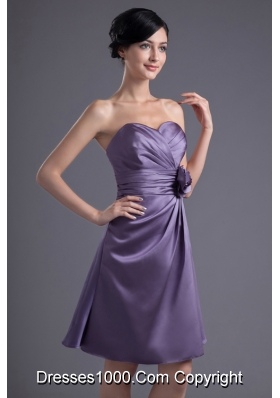 Graceful Purple Sweetheart Hand Made Flower Decorated Prom Dress