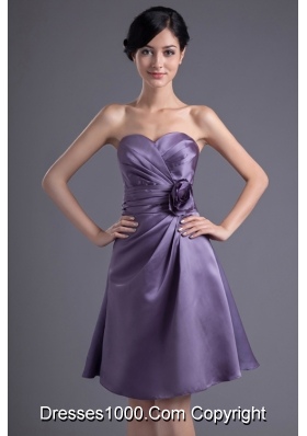 Graceful Purple Sweetheart Hand Made Flower Decorated Prom Dress