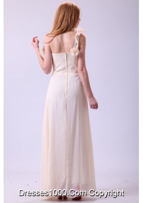 Sweet Champagne One Shoulder Beading Chiffon Prom Gown Dress