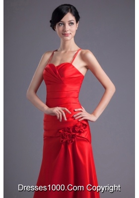 Red Prom Evening Dress with Sweetheart and Spaghetti Straps