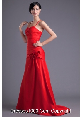 Red Prom Evening Dress with Sweetheart and Spaghetti Straps